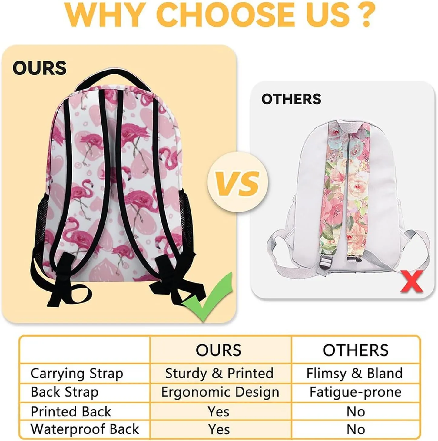 Custom Flamingo Backpack for Girls Boys, 16 Inch Pink Backpacks for School, Cute Lightweight Durable Bookbag for Kids