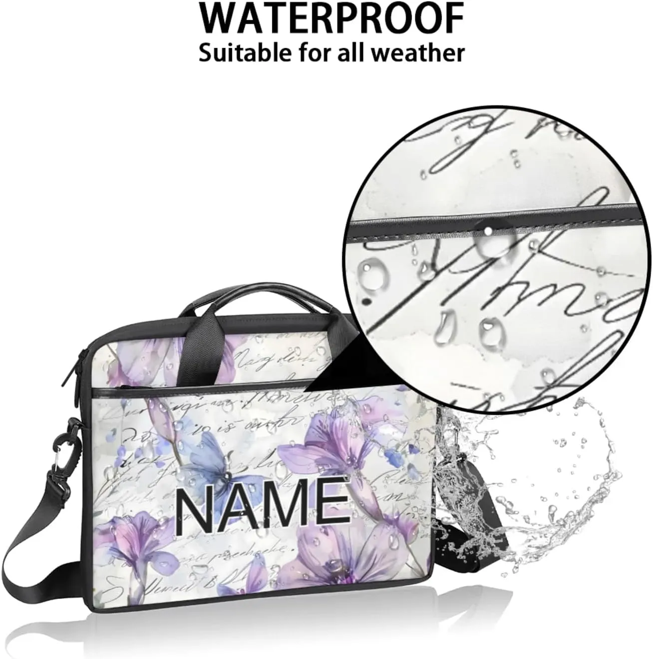 Custom Laptop Bag with Name Personalized 15 Inch Shoulder Computer Bag