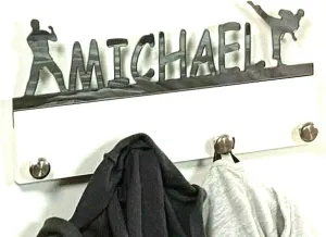 Custom Personalized Coat Rack Holder Karate Martial Arts Hanger Organizer for Clothes Hats Belts Handbags Coats Backpacks Jackets Umbrella Overcoat Hoodies Sweatshirts School Bags & More