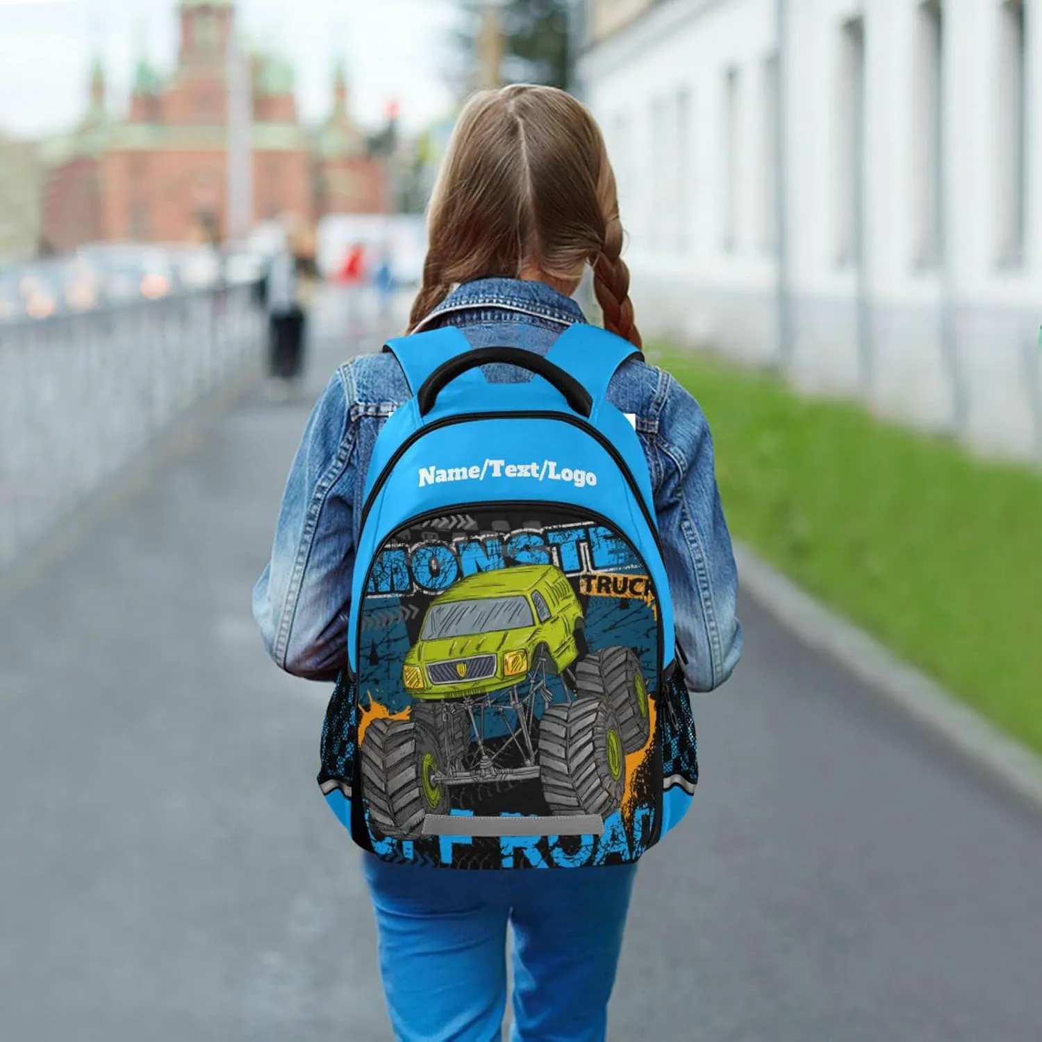 Custom Personalized Monster Truck Backpack for Boys Girls School Backpack Kids Backpack Bookbag Elementary School Bag