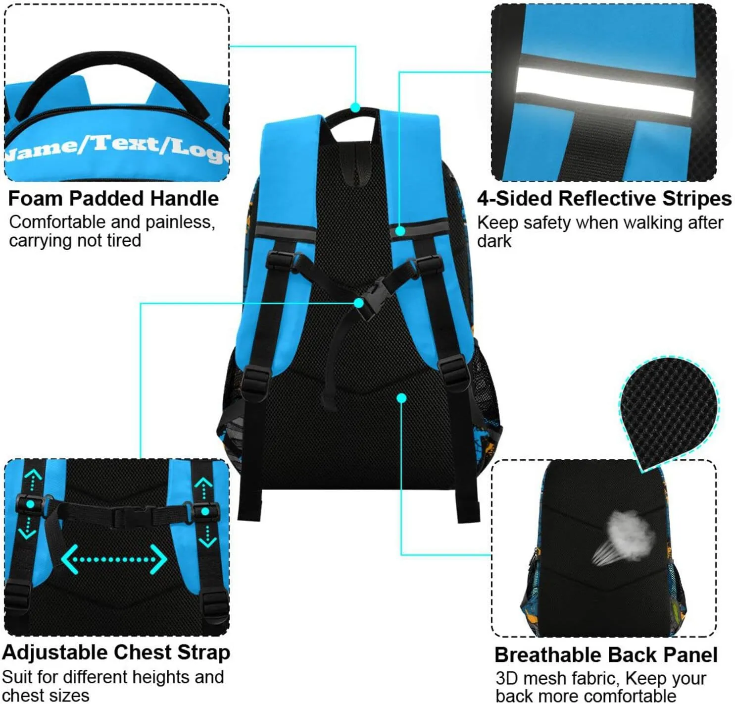 Custom Personalized Monster Truck Backpack for Boys Girls School Backpack Kids Backpack Bookbag Elementary School Bag