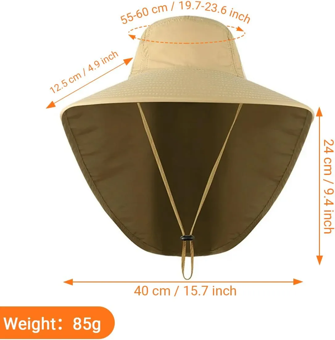 Custom Sun Hat for Men Women with Neck Flap Add Your Photo Logo Text UPF 50  UV Protection Wide Brim Hiking Fishing Caps
