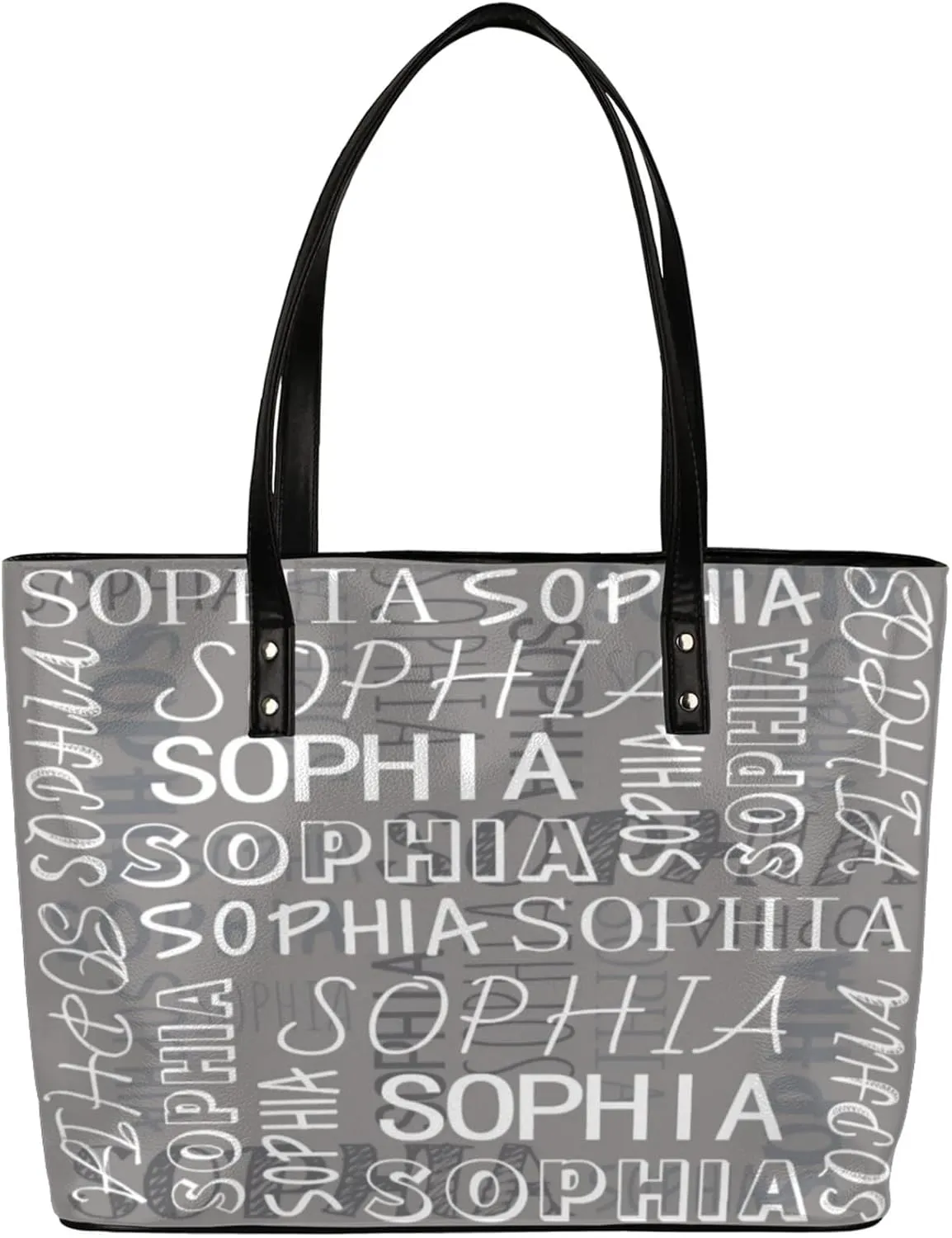Custom Women's Tote Bag, PU Leather Personalized Shoulder Beach Bags Weekender Bag Shopper Handbag
