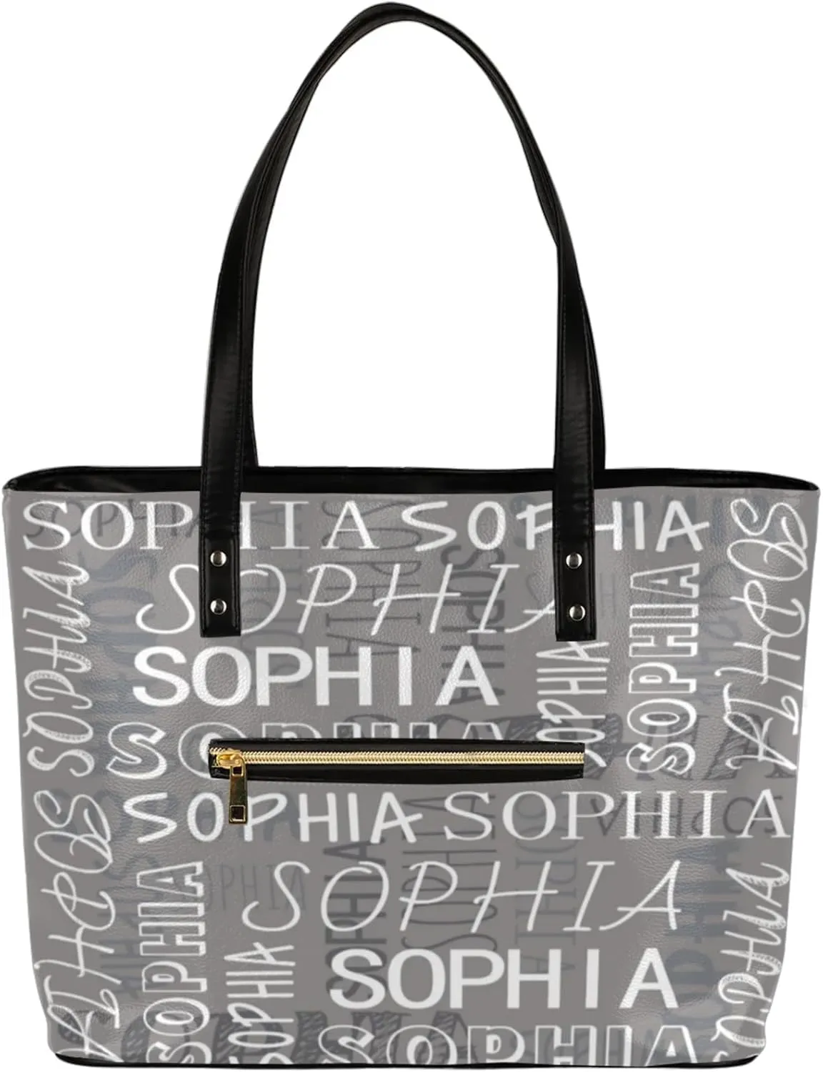 Custom Women's Tote Bag, PU Leather Personalized Shoulder Beach Bags Weekender Bag Shopper Handbag