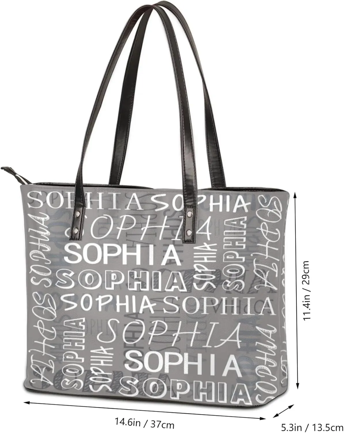 Custom Women's Tote Bag, PU Leather Personalized Shoulder Beach Bags Weekender Bag Shopper Handbag