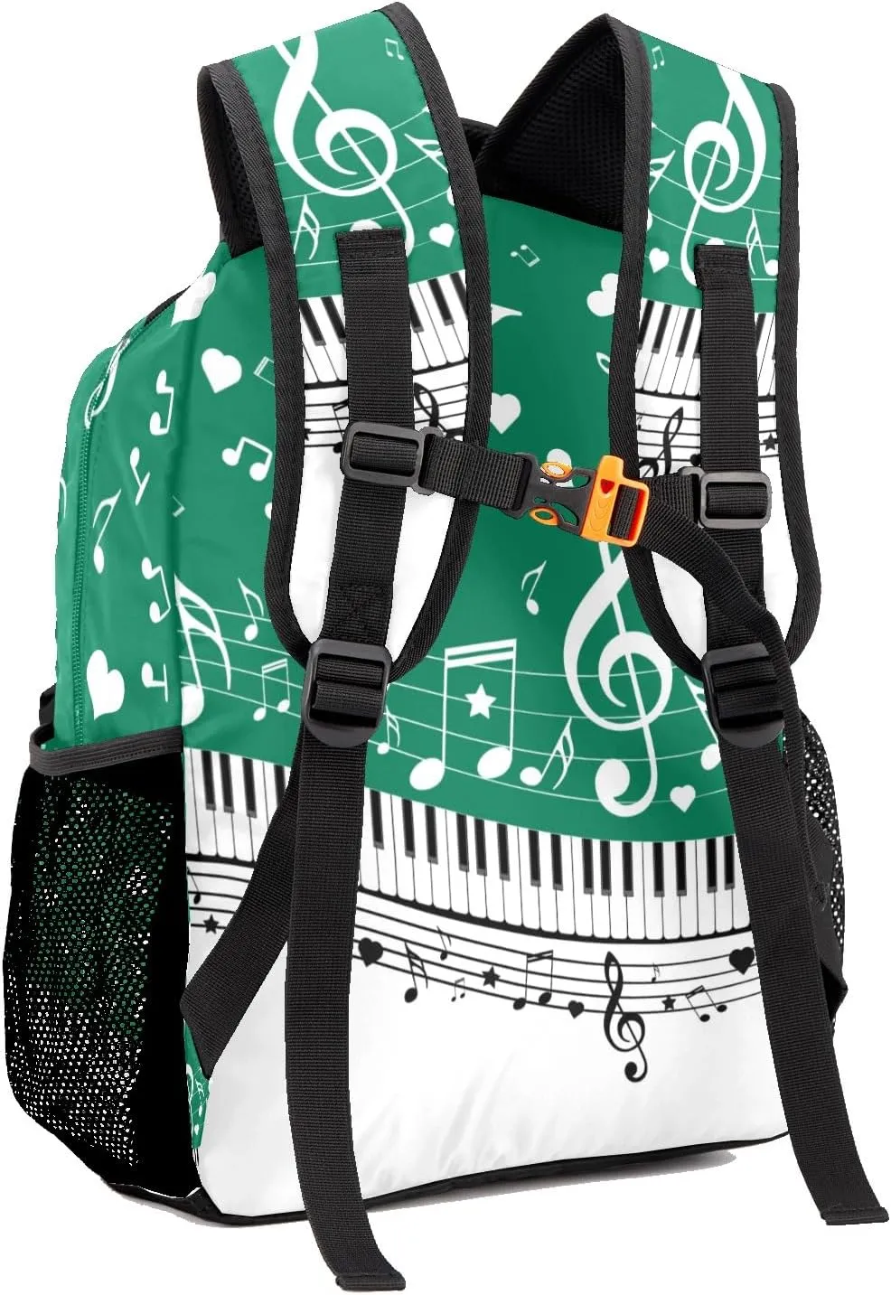 Customized Piano Key Music Notes Turquoise School Backpack Laptop Bag Travel Daypack for Gift