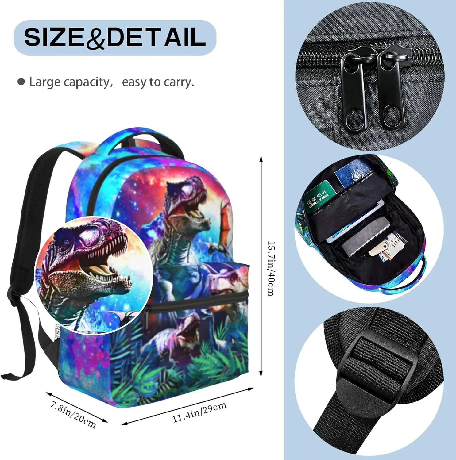 Cute Dinosaur Backpack For Boys, Dino Backpack For Boys，Animals School Bag，Jurassic Bookbag，Water Resistant Lightweight Kids Student For Travel School 16 Inch