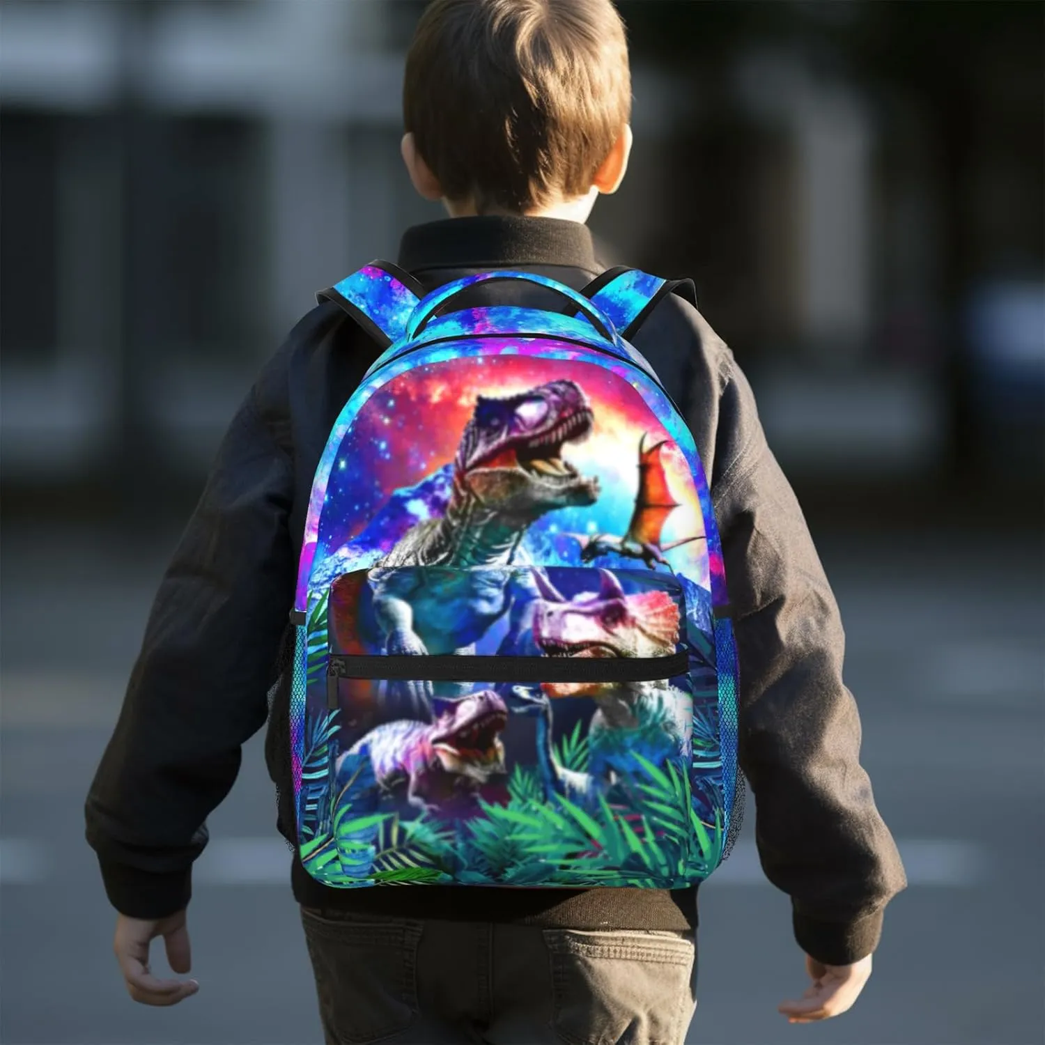 Cute Dinosaur Backpack For Boys, Dino Backpack For Boys，Animals School Bag，Jurassic Bookbag，Water Resistant Lightweight Kids Student For Travel School 16 Inch