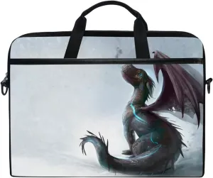 Cute Dragon on The Snow Laptop Case Bag Sleeve Portable/Crossbody Messenger Briefcase Convertible w/Strap Pocket for MacBook Air/Pro Surface Dell ASUS hp Lenovo 15-15.4 inch