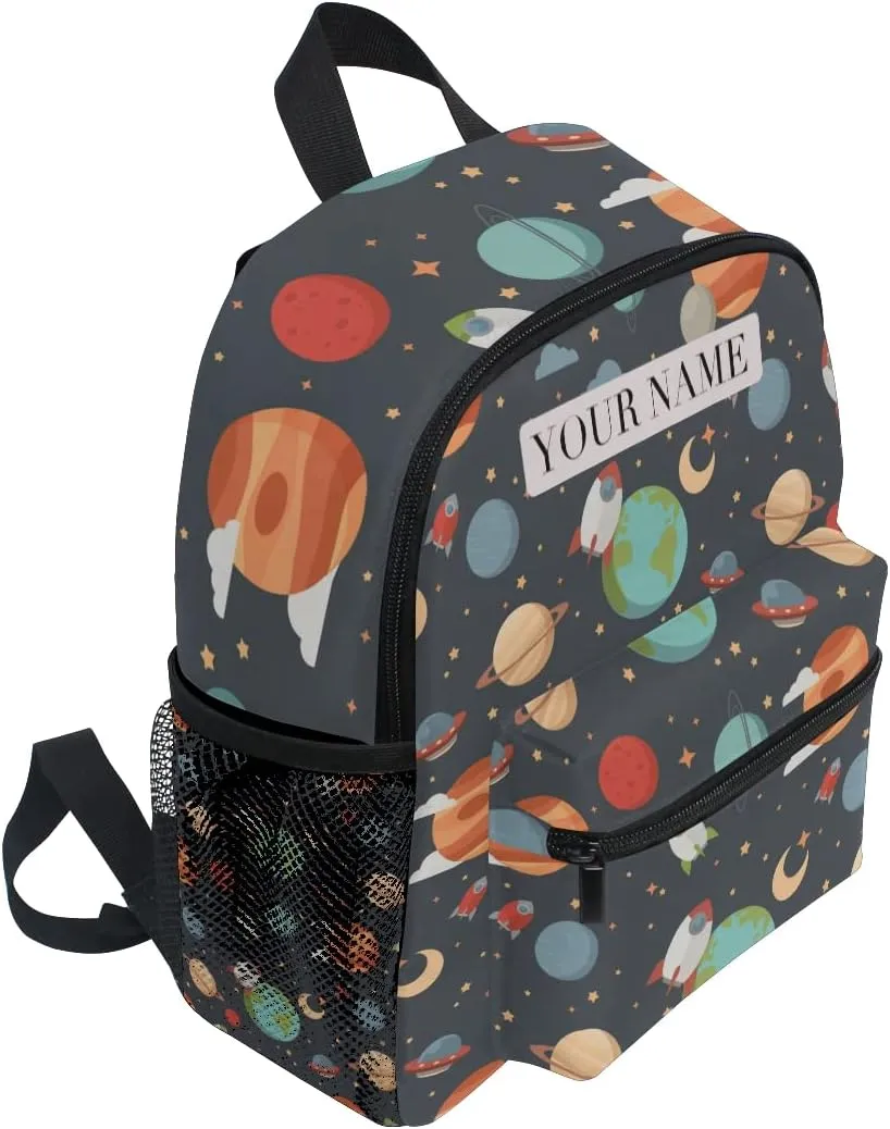 Cute Kids Back Pack Custom Kid's Name Toddler Backpack,Personalized Backpack with Name/Text Daycare Bag,Customization Planet Nursery Bag Preschool Backpack Baby Diaper Bag, multi