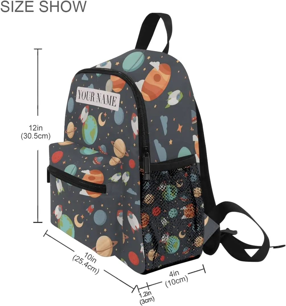 Cute Kids Back Pack Custom Kid's Name Toddler Backpack,Personalized Backpack with Name/Text Daycare Bag,Customization Planet Nursery Bag Preschool Backpack Baby Diaper Bag, multi