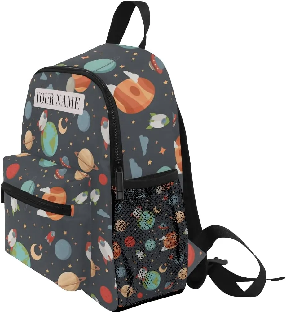 Cute Kids Back Pack Custom Kid's Name Toddler Backpack,Personalized Backpack with Name/Text Daycare Bag,Customization Planet Nursery Bag Preschool Backpack Baby Diaper Bag, multi