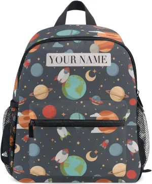 Cute Kids Back Pack Custom Kid's Name Toddler Backpack,Personalized Backpack with Name/Text Daycare Bag,Customization Planet Nursery Bag Preschool Backpack Baby Diaper Bag, multi
