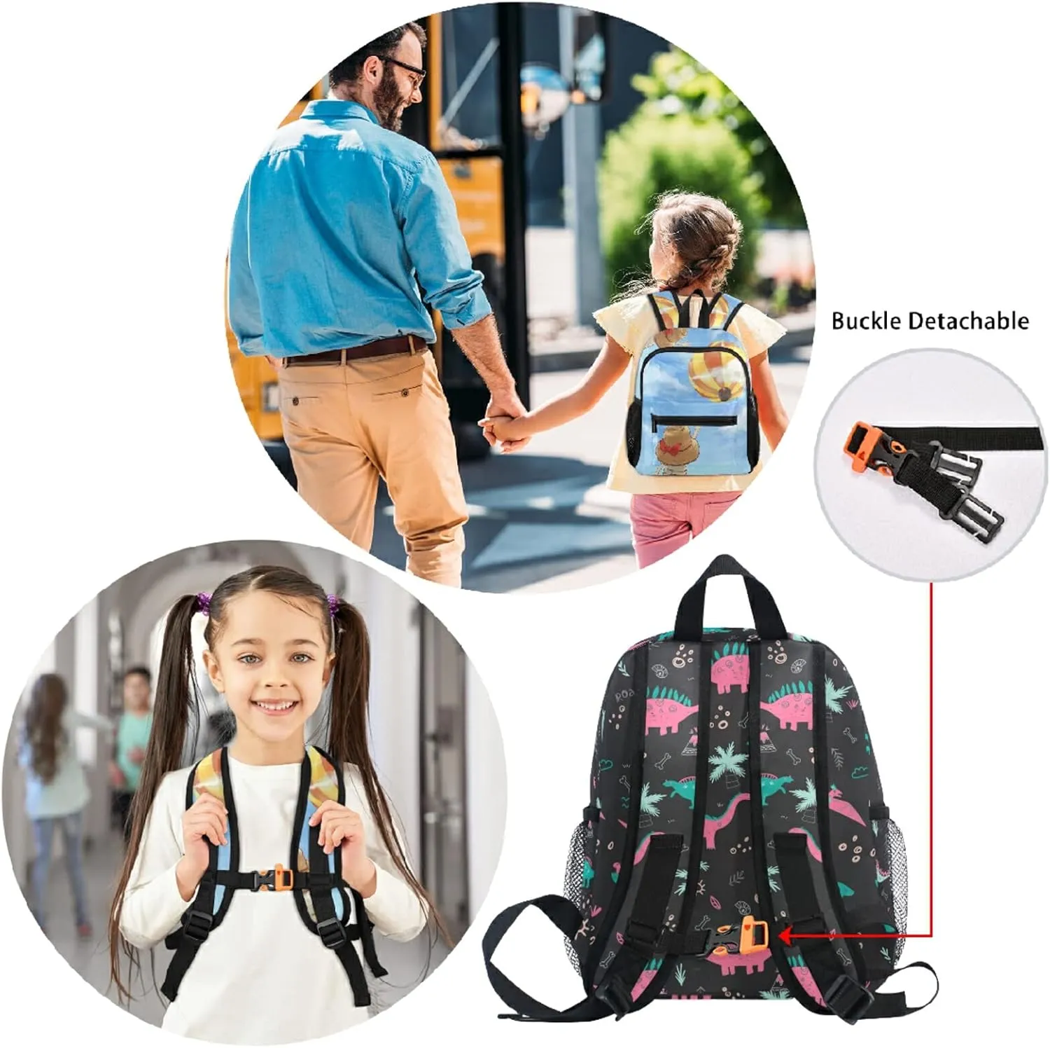 Cute Kid's Toddler Backpack Dinosaur Sun Palm Tree Schoolbag for Boys Girls,Kindergarten Children Bag Preschool Bag with Chest Clip 20210430