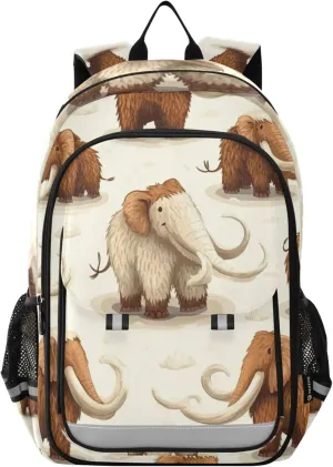 Cute Mammoths Cartoon Backpack Lightweight Bookbag Travel Backpack College School Laptop Bag with Reflective Stripes