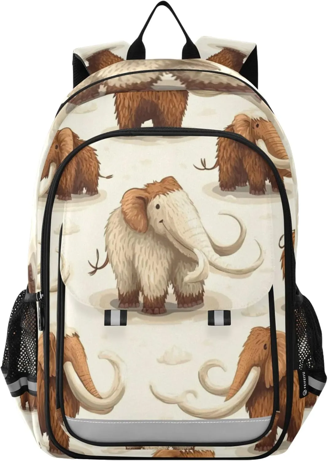 Cute Mammoths Cartoon Backpack Lightweight Bookbag Travel Backpack College School Laptop Bag with Reflective Stripes