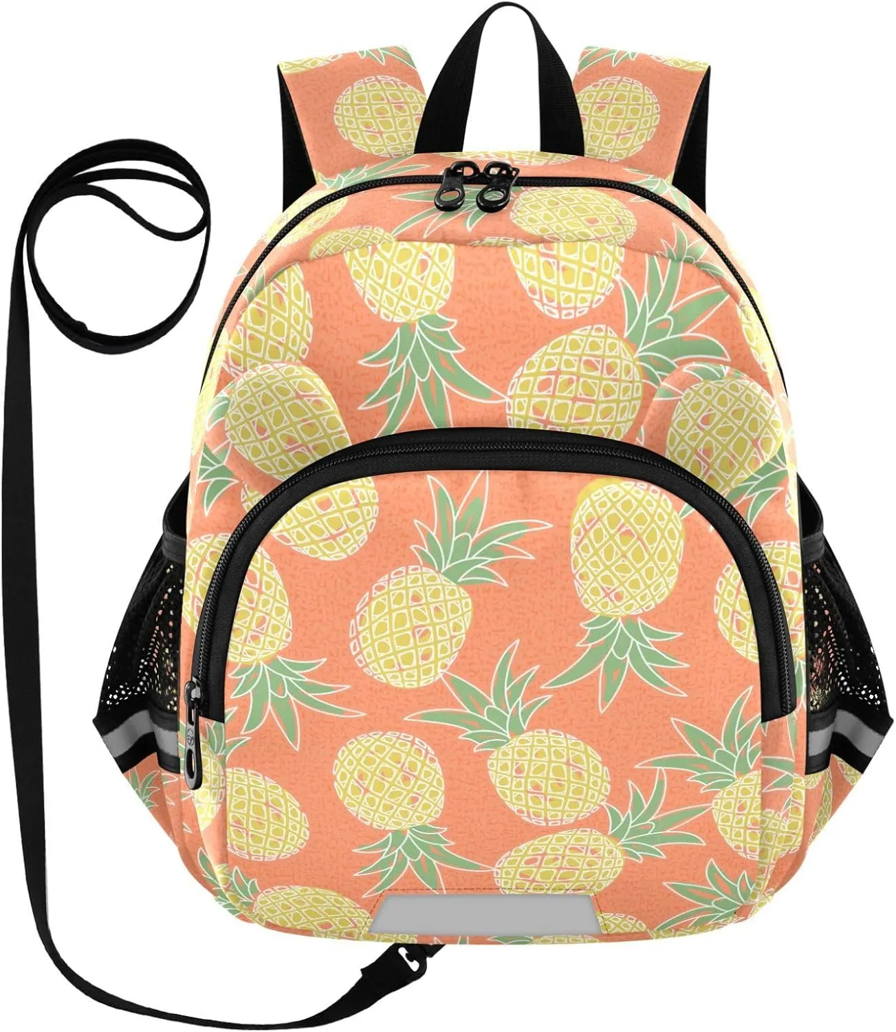 Cute Orange Preschool Backpack Pineapple Daycare Bookbag School Backpack with Traction Rope for Kids 3-6