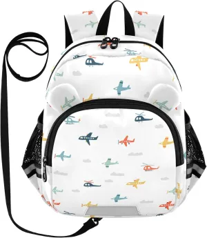 Cute Plane Preschool Backpack Helicopter Cloud Daycare Bookbag School Backpack with Traction Rope for Kids 3-6