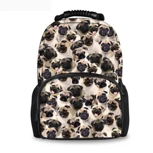 Cute Pug Dog Printed Bagpack