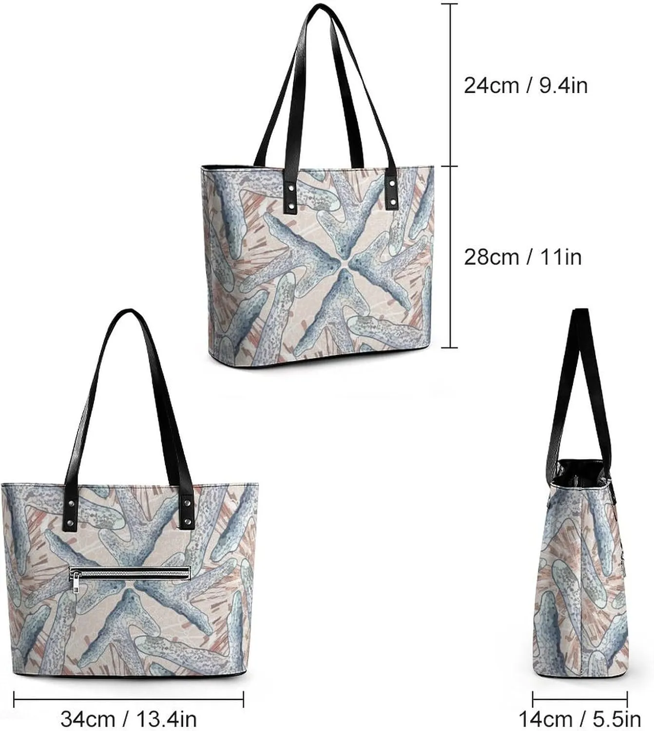Cute Unicorns Bow Hearts Hobo Handbags With Zipper Large Capacity Satchel Tote Bag Shoulder Bag