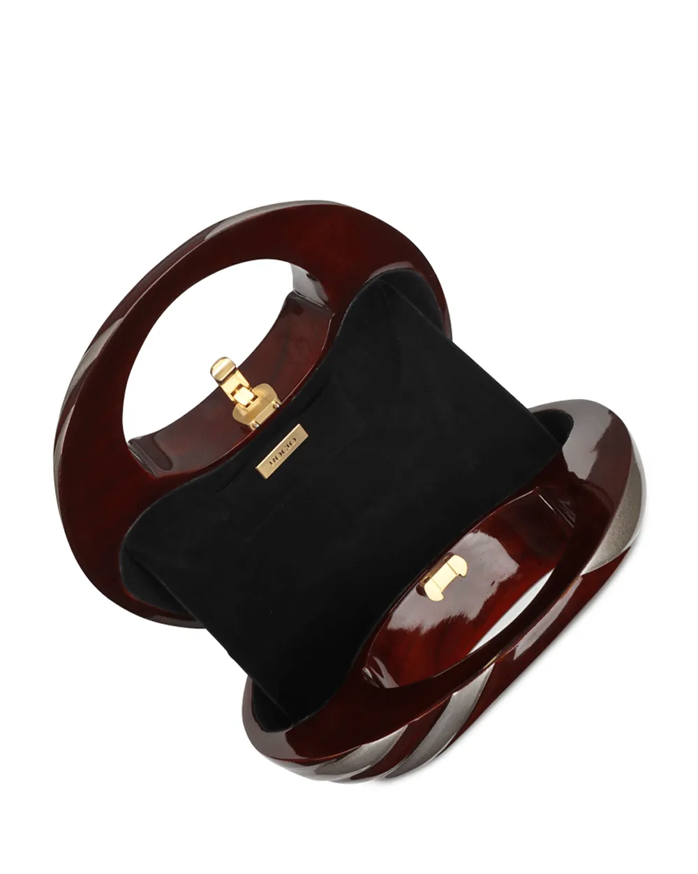 Cynthia Sculpted Wooden Top Handle in Gold and Silver