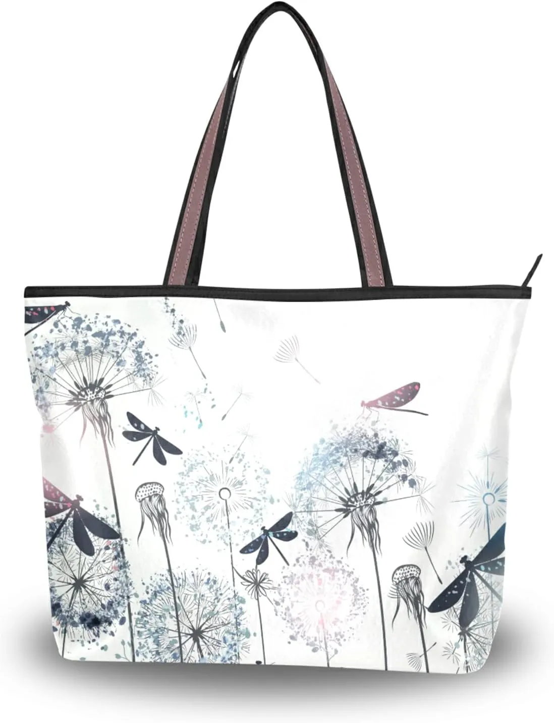 Dandelions and Dragonfly Handbag Top Handle Tote Bag for Women