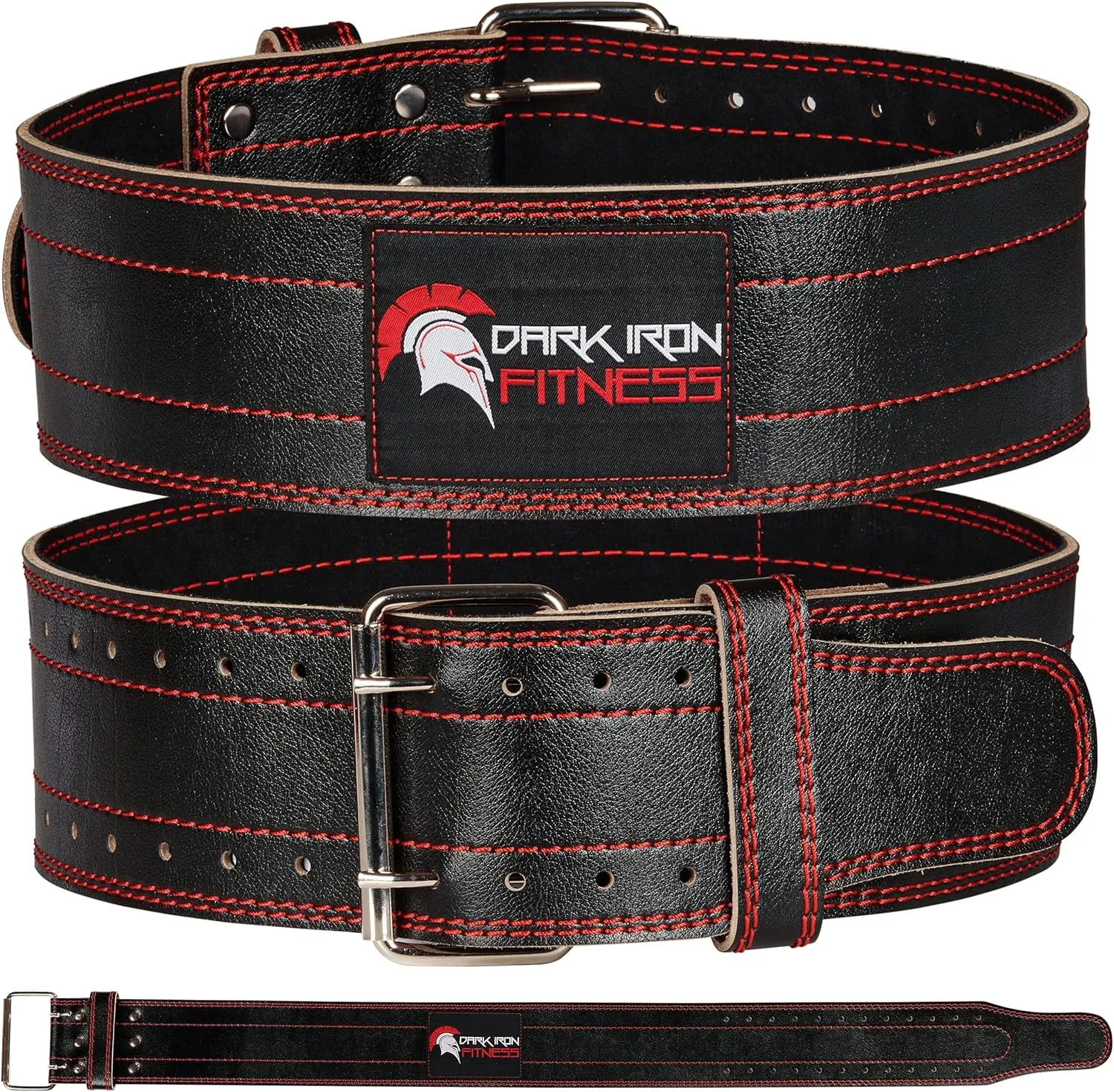 Dark Iron Fitness Weight Lifting Belt for Powerlifting Deadlift Training, Premium Leather for Core Support Gym Strength Workout
