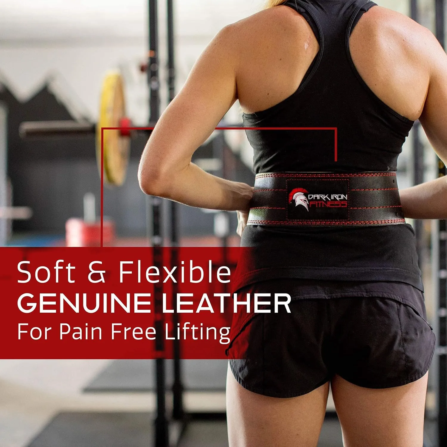 Dark Iron Fitness Weight Lifting Belt for Powerlifting Deadlift Training, Premium Leather for Core Support Gym Strength Workout