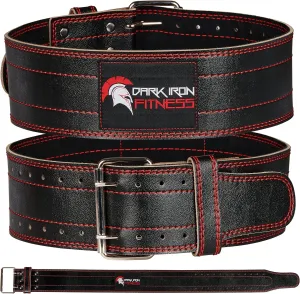 Dark Iron Fitness Weight Lifting Belt for Powerlifting Deadlift Training, Premium Leather for Core Support Gym Strength Workout