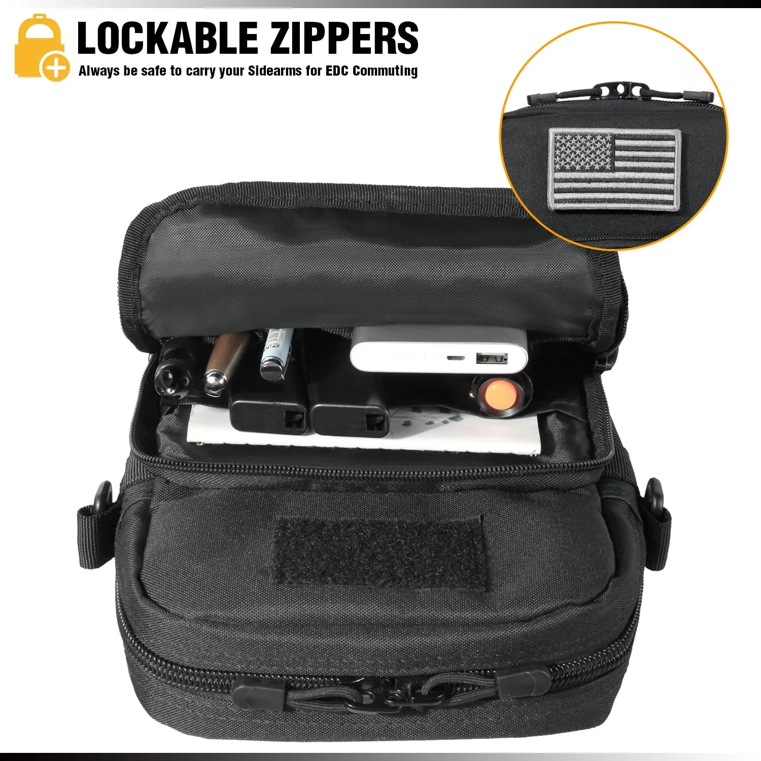 DBTAC Compact Gun Pouch w/Shoulder Strap | 3L CCW Crossbody Travel Bag Tactical Shoulder Bag w/Gun Holder, Black