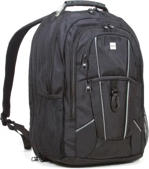 Dejuno Men's Commuter Backpack Checkpoint-Friendly Laptop Pocket, Black, 15.6-Inch