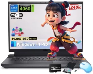 Dell G15 5530 Gaming Laptop - 15.6" FHD 120Hz Display, Intel 14-Core i7-13650HX, NVIDIA GeForce RTX 4060, 16GB DDR5, 1TB SSD, Backlit KB, Windows 11 Pro, Office Lifetime License, w/Drive