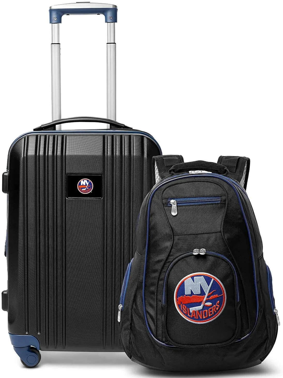Denco New York Islanders 2-Piece Luggage Set, Includes 21-inch Two-Tone Hardcase Spinner and 19" Laptop Backpack