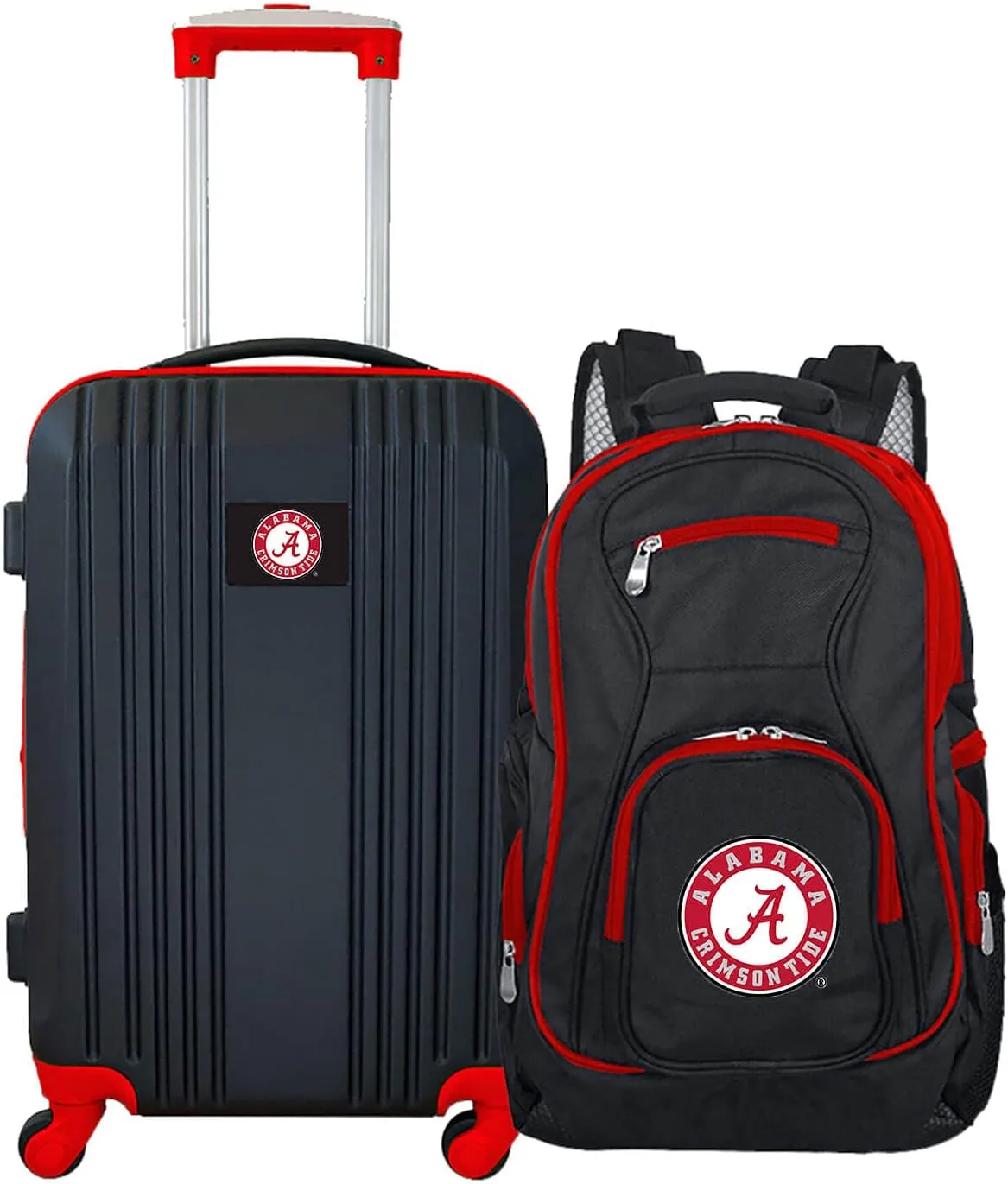 Denco University of Alabama Crimson Tide 2-Piece Luggage Set, Includes 21-inch Two-Tone Hardcase Spinner and 19" Laptop Backpack