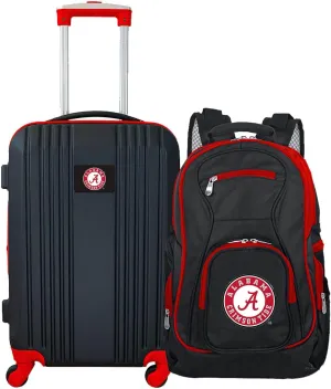 Denco University of Alabama Crimson Tide 2-Piece Luggage Set, Includes 21-inch Two-Tone Hardcase Spinner and 19" Laptop Backpack