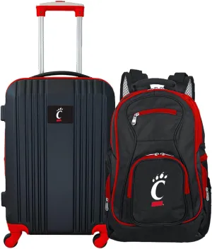 Denco University of Cincinnati Bearcats 2-Piece Luggage Set, Includes 21-inch Two-Tone Hardcase Spinner and 19" Laptop Backpack