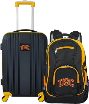 Denco University of Southern California Trojans 2-Piece Luggage Set, Includes 21-inch Two-Tone Hardcase Spinner and 19" Laptop Backpack