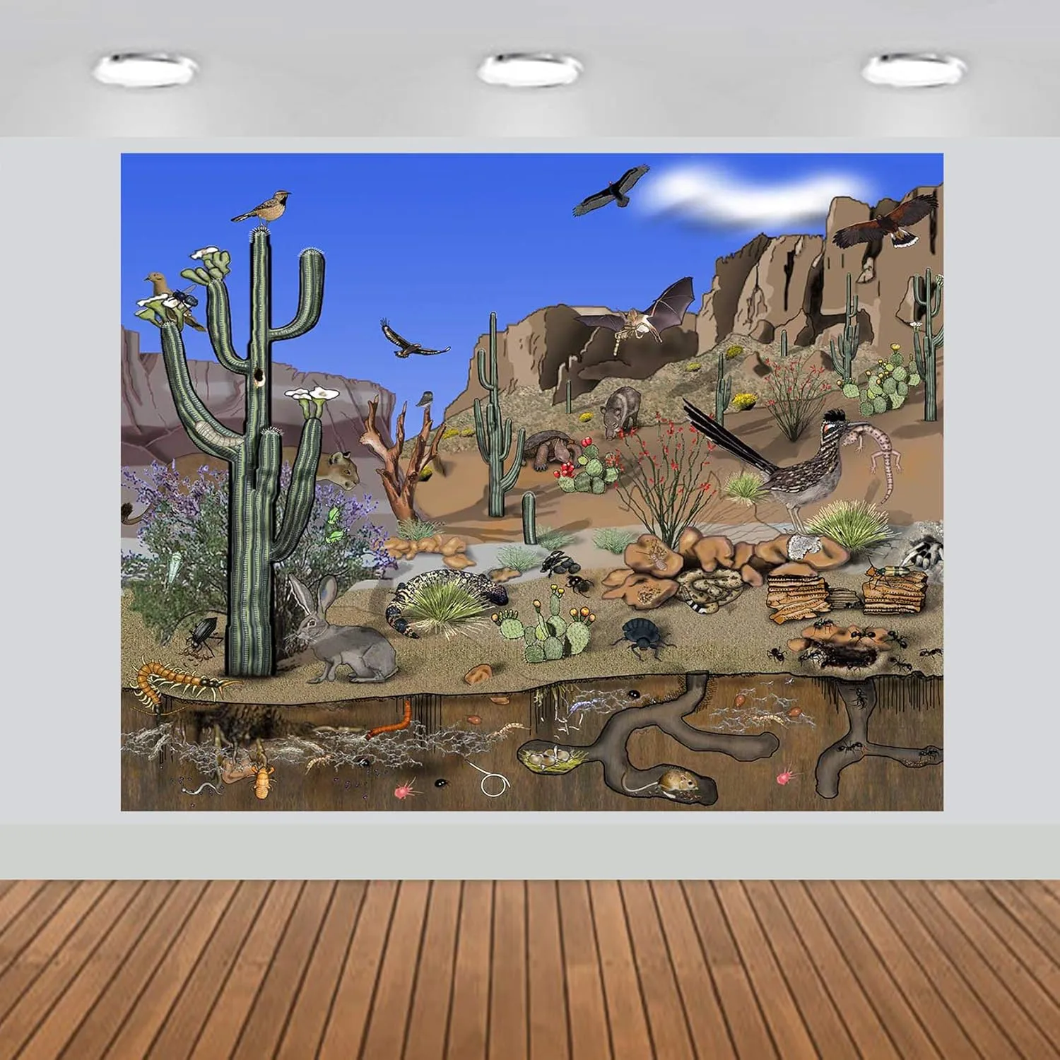 Desert Animals Cactus Canyon Scenic Backdrop Large Banner Photography Studio Fabric Background Photobooth Prop 7x6feet #2211