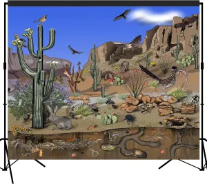 Desert Animals Cactus Canyon Scenic Backdrop Large Banner Photography Studio Fabric Background Photobooth Prop 7x6feet #2211