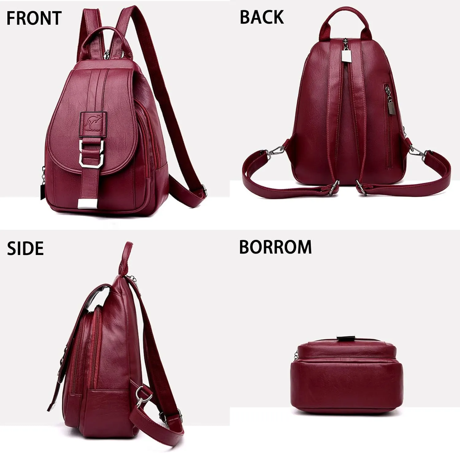 DevilAngel Soft Genuine Leather Backpack for Women,Large Capacity Satchel Shoulder Handbags for Shopping Trip