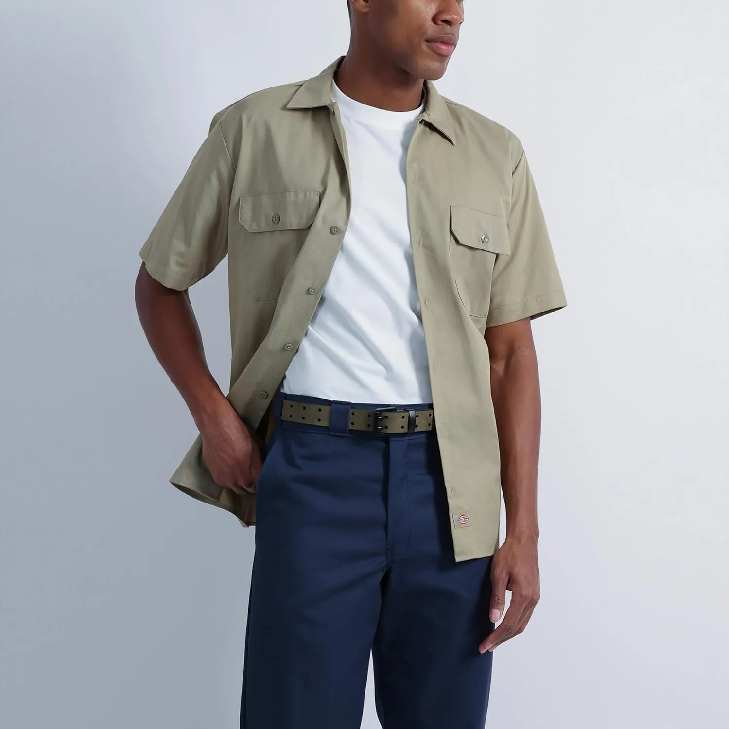 Dickies Men's Leather Double Prong Belt