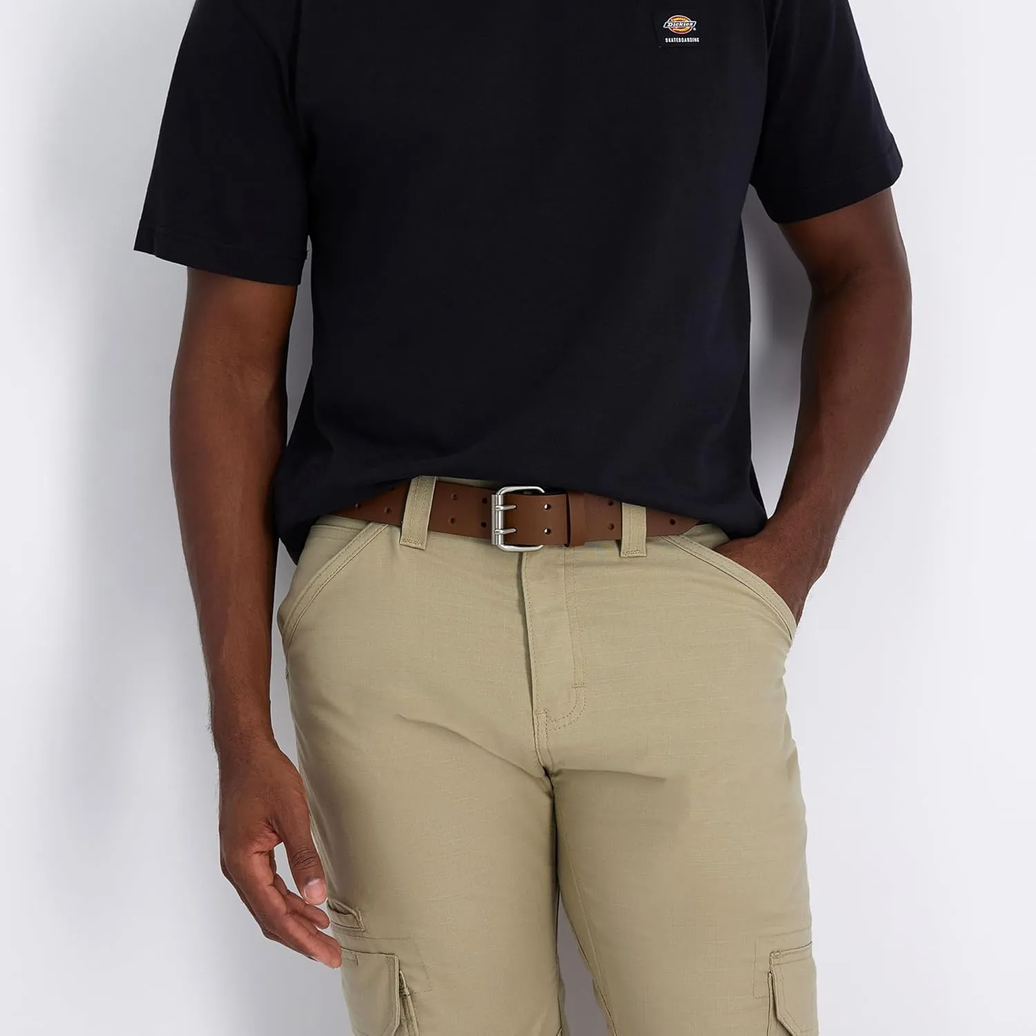 Dickies Men's Leather Double Prong Belt
