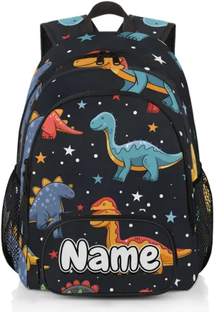 Dinosaurs Stars Large Custom Backpack with Name Lightweight Personalized Shoulder Bag Backpack for Women Men Waterproof Casual Daypack Laptop Bag 16.7in