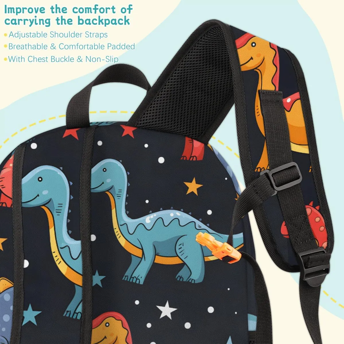 Dinosaurs Stars Large Custom Backpack with Name Lightweight Personalized Shoulder Bag Backpack for Women Men Waterproof Casual Daypack Laptop Bag 16.7in