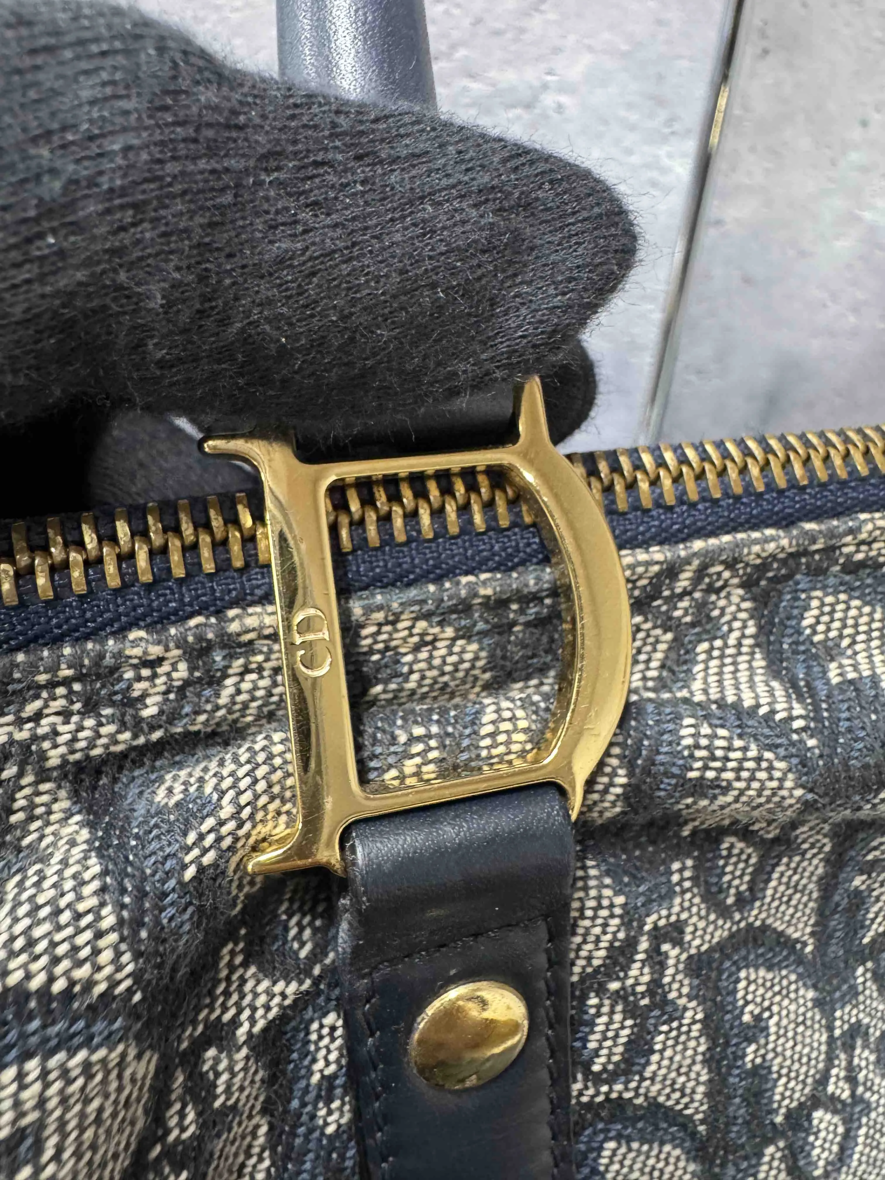 Dior Canvas Boston Bag JZ05889100 Blue Top Handle Bag