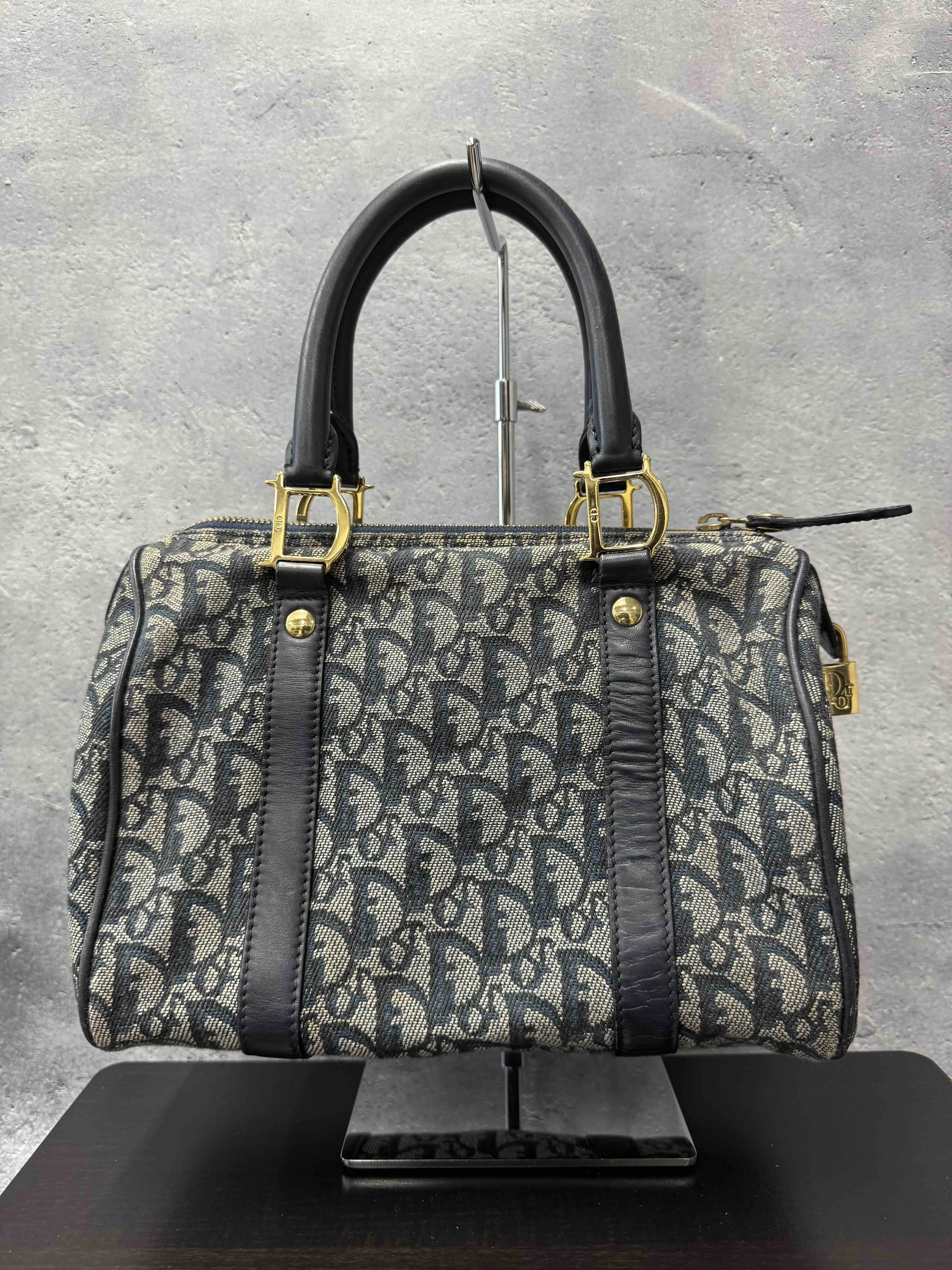 Dior Canvas Boston Bag JZ05889100 Blue Top Handle Bag