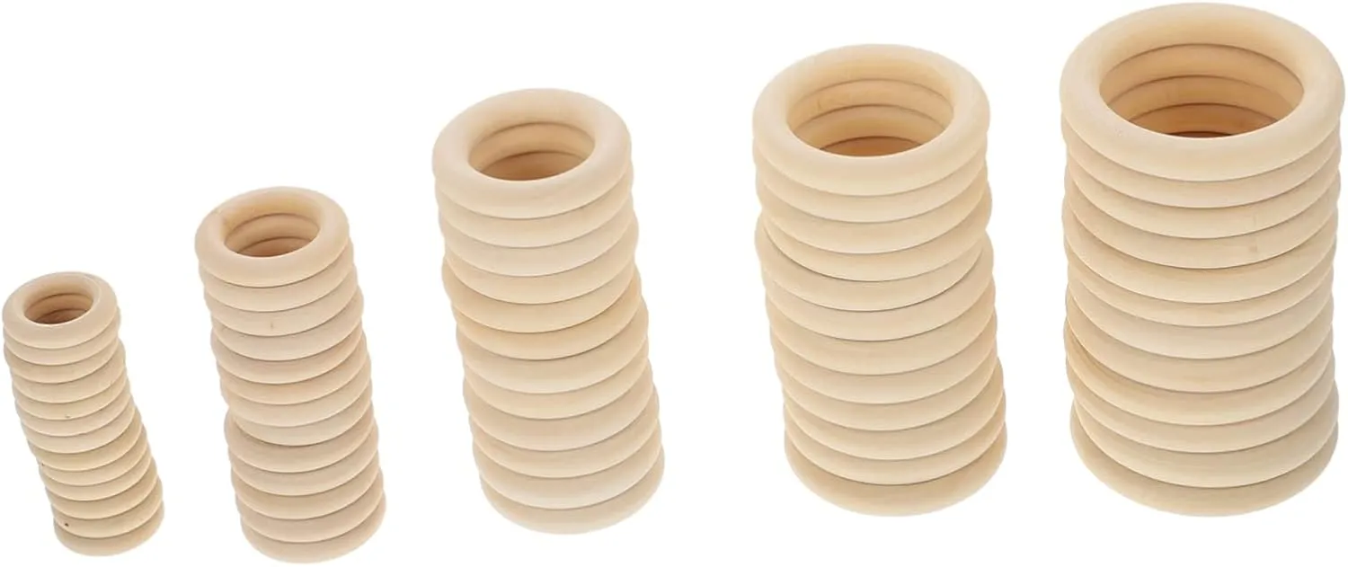 DIY Craft Accessory 60pcs Wooden Ring Hooks Openable Curtain Rings Handbag Buckles Natural Wood Artistic Design