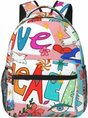DIY Customizable Pattern Backpack, 15.7 x 11.4 x 7.8 Inches, Multiple Pockets, Laptop Compatible
