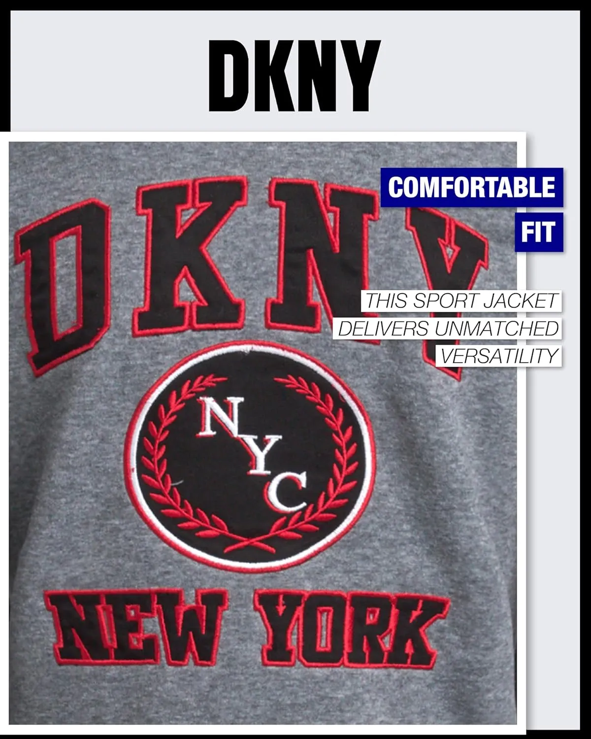 DKNY Boys Bomber Jacket - Stylish Letterman Fleece Baseball Varsity Jacket with Snap Front and Bold Sleeves (Sizes: 8-20)