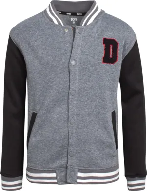 DKNY Boys Bomber Jacket - Stylish Letterman Fleece Baseball Varsity Jacket with Snap Front and Bold Sleeves (Sizes: 8-20)